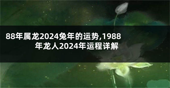 88年属龙2024兔年的运势,1988年龙人2024年运程详解
