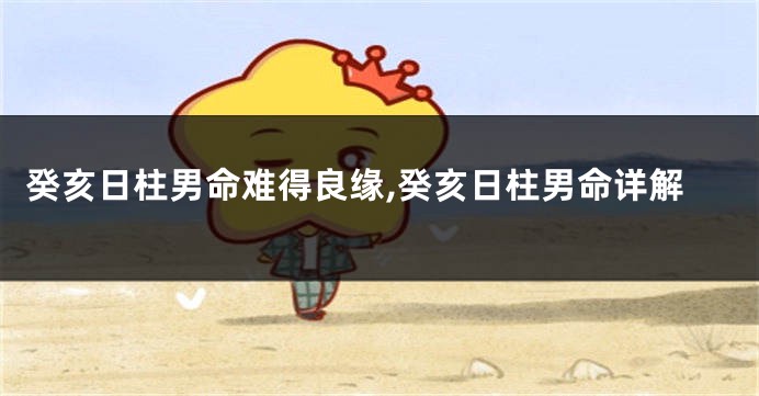 癸亥日柱男命难得良缘,癸亥日柱男命详解