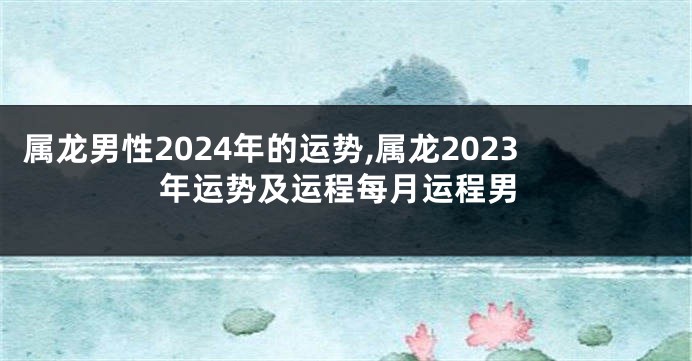 属龙男性2024年的运势,属龙2023年运势及运程每月运程男