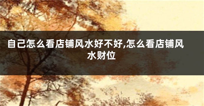 自己怎么看店铺风水好不好,怎么看店铺风水财位