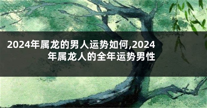 2024年属龙的男人运势如何,2024年属龙人的全年运势男性