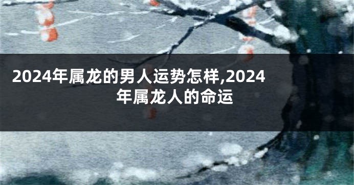 2024年属龙的男人运势怎样,2024年属龙人的命运