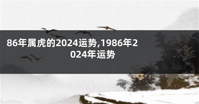 86年属虎的2024运势,1986年2024年运势