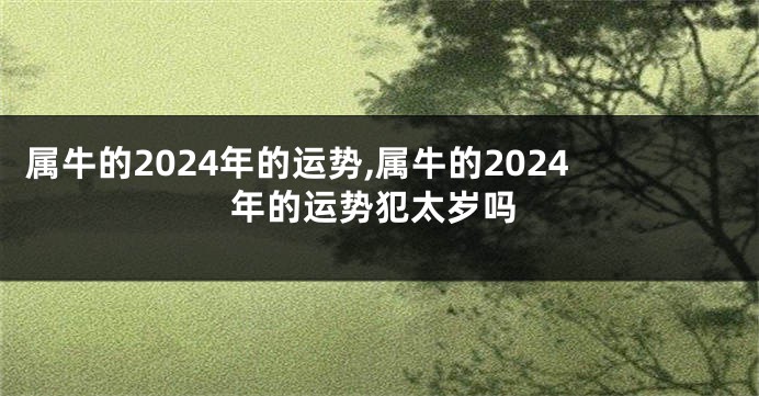 属牛的2024年的运势,属牛的2024年的运势犯太岁吗