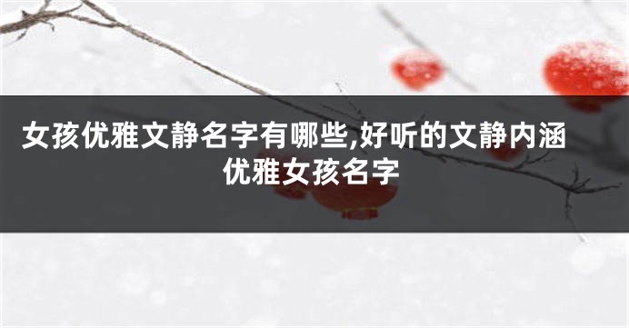 女孩优雅文静名字有哪些,好听的文静内涵优雅女孩名字