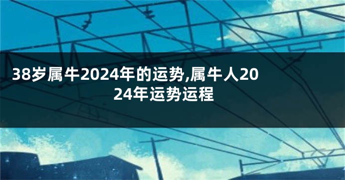 38岁属牛2024年的运势,属牛人2024年运势运程