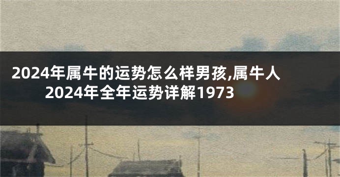 2024年属牛的运势怎么样男孩,属牛人2024年全年运势详解1973