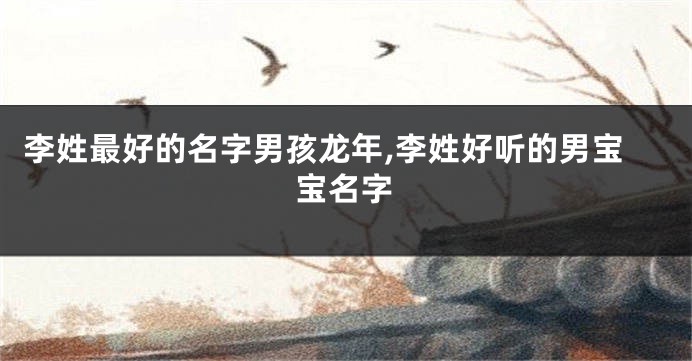 李姓最好的名字男孩龙年,李姓好听的男宝宝名字