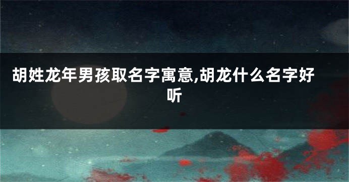 胡姓龙年男孩取名字寓意,胡龙什么名字好听