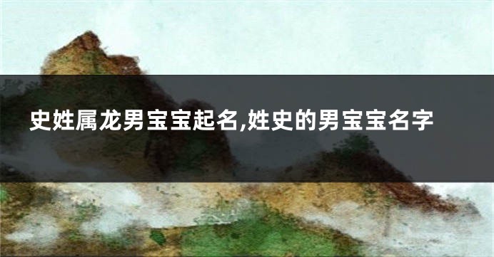 史姓属龙男宝宝起名,姓史的男宝宝名字