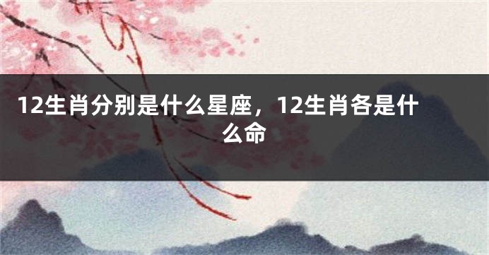 12生肖分别是什么星座，12生肖各是什么命