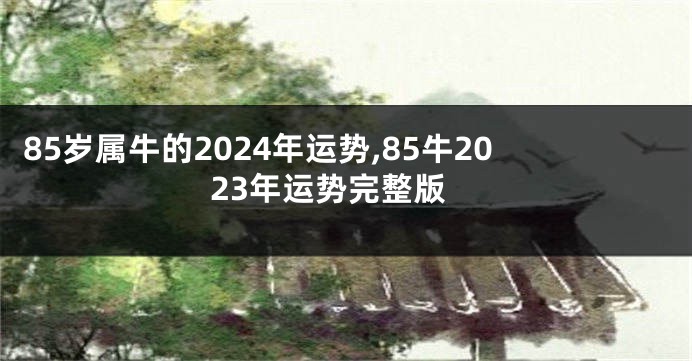 85岁属牛的2024年运势,85牛2023年运势完整版