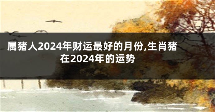 属猪人2024年财运最好的月份,生肖猪在2024年的运势