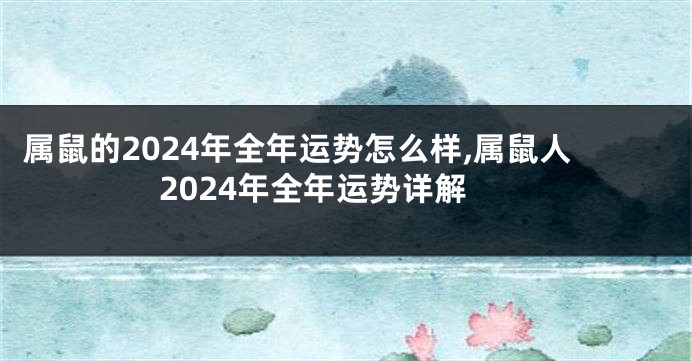 属鼠的2024年全年运势怎么样,属鼠人2024年全年运势详解