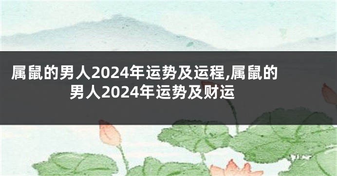 属鼠的男人2024年运势及运程,属鼠的男人2024年运势及财运