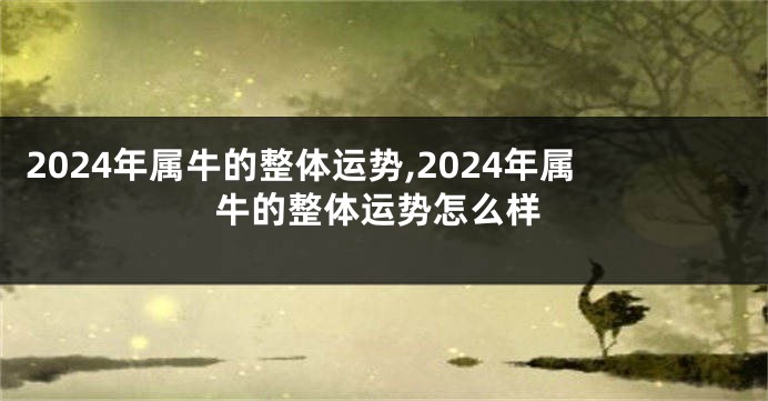 2024年属牛的整体运势,2024年属牛的整体运势怎么样