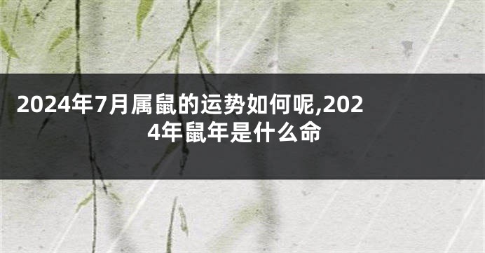2024年7月属鼠的运势如何呢,2024年鼠年是什么命