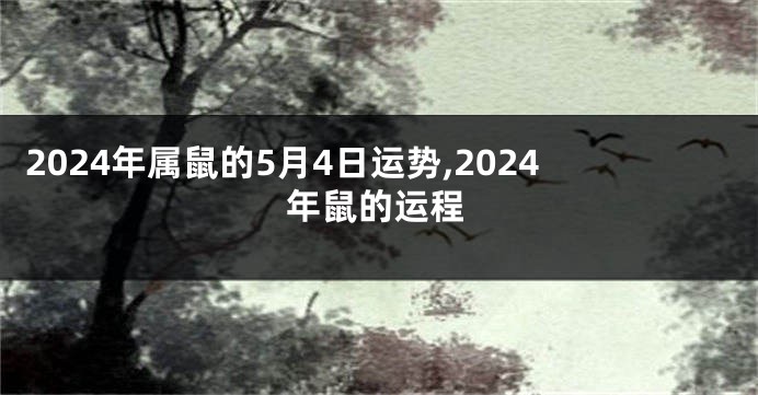 2024年属鼠的5月4日运势,2024年鼠的运程