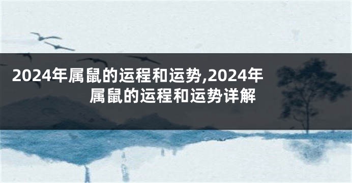 2024年属鼠的运程和运势,2024年属鼠的运程和运势详解