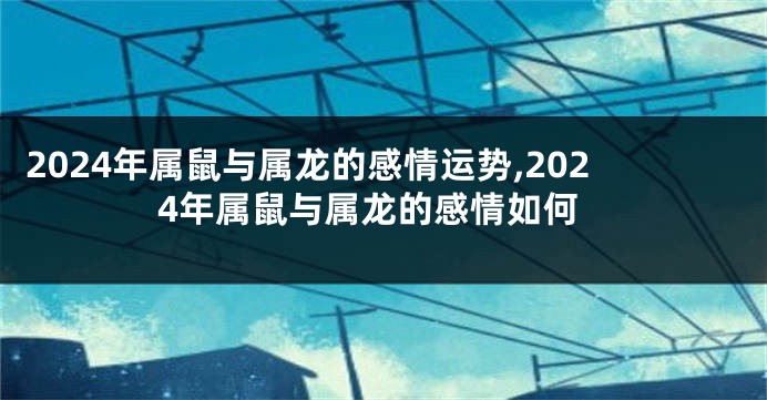 2024年属鼠与属龙的感情运势,2024年属鼠与属龙的感情如何