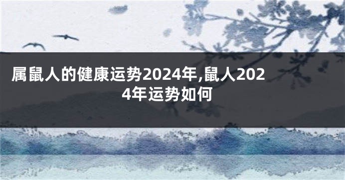 属鼠人的健康运势2024年,鼠人2024年运势如何