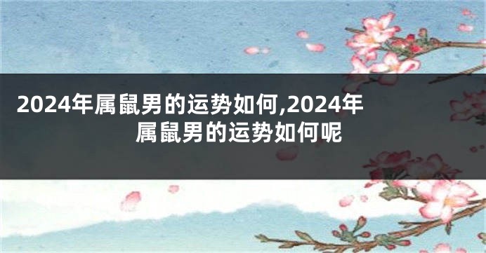 2024年属鼠男的运势如何,2024年属鼠男的运势如何呢