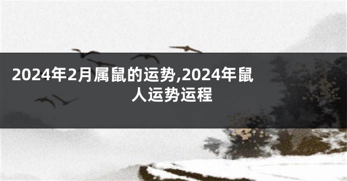 2024年2月属鼠的运势,2024年鼠人运势运程