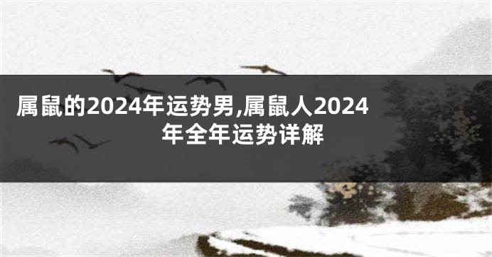 属鼠的2024年运势男,属鼠人2024年全年运势详解