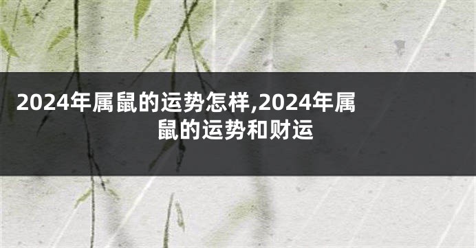 2024年属鼠的运势怎样,2024年属鼠的运势和财运