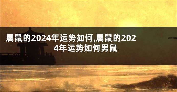 属鼠的2024年运势如何,属鼠的2024年运势如何男鼠