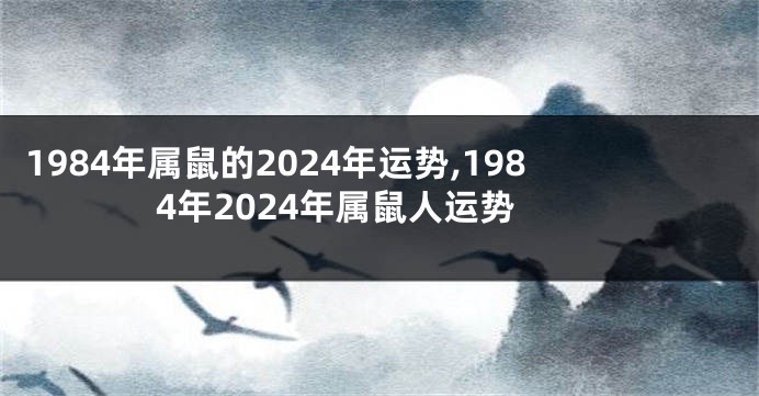1984年属鼠的2024年运势,1984年2024年属鼠人运势