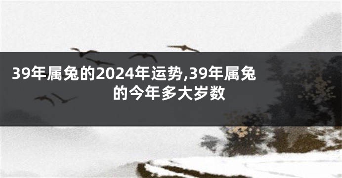 39年属兔的2024年运势,39年属兔的今年多大岁数
