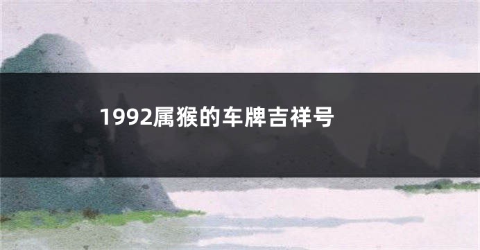 1992属猴的车牌吉祥号