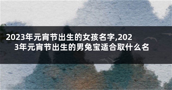 2023年元宵节出生的女孩名字,2023年元宵节出生的男兔宝适合取什么名
