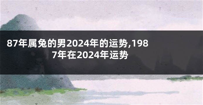 87年属兔的男2024年的运势,1987年在2024年运势