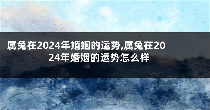 属兔在2024年婚姻的运势,属兔在2024年婚姻的运势怎么样