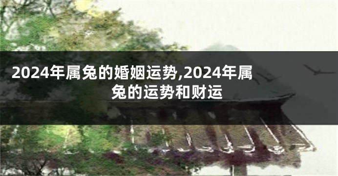 2024年属兔的婚姻运势,2024年属兔的运势和财运