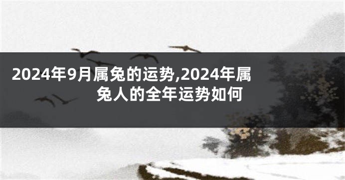 2024年9月属兔的运势,2024年属兔人的全年运势如何