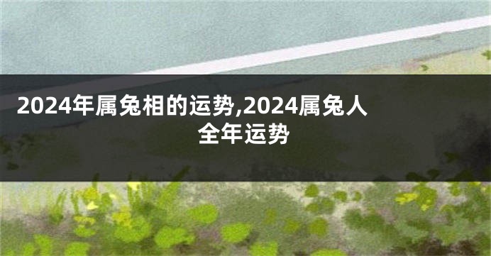 2024年属兔相的运势,2024属兔人全年运势
