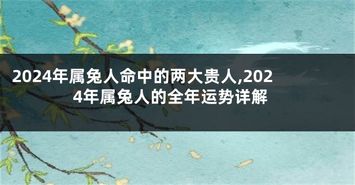 2024年属兔人命中的两大贵人,2024年属兔人的全年运势详解