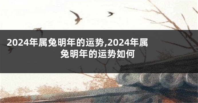2024年属兔明年的运势,2024年属兔明年的运势如何