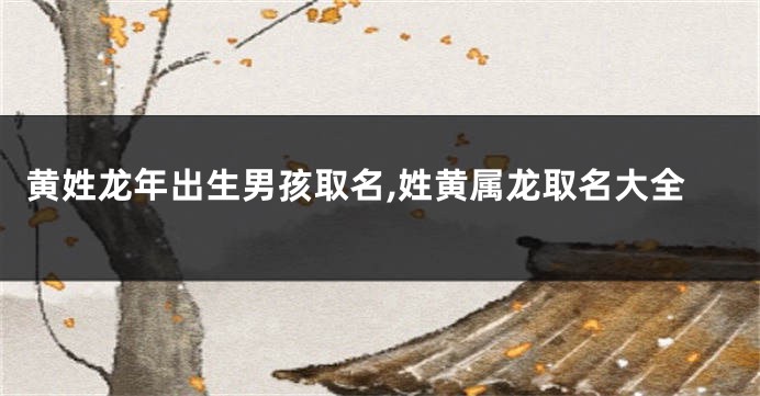 黄姓龙年出生男孩取名,姓黄属龙取名大全