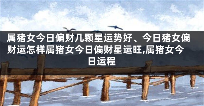 属猪女今日偏财几颗星运势好、今日猪女偏财运怎样属猪女今日偏财星运旺,属猪女今日运程