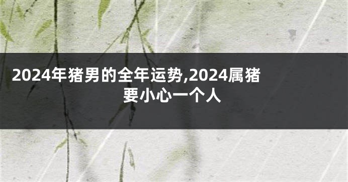 2024年猪男的全年运势,2024属猪要小心一个人
