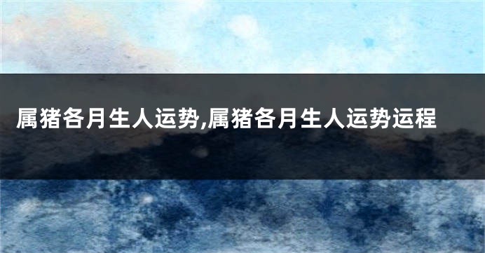 属猪各月生人运势,属猪各月生人运势运程
