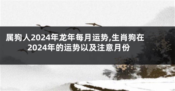 属狗人2024年龙年每月运势,生肖狗在2024年的运势以及注意月份