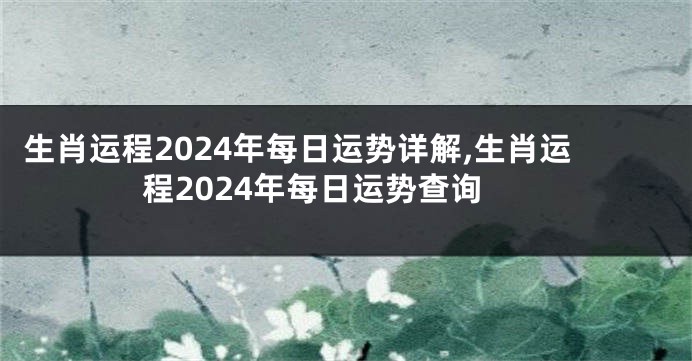 生肖运程2024年每日运势详解,生肖运程2024年每日运势查询