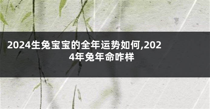 2024生兔宝宝的全年运势如何,2024年兔年命咋样