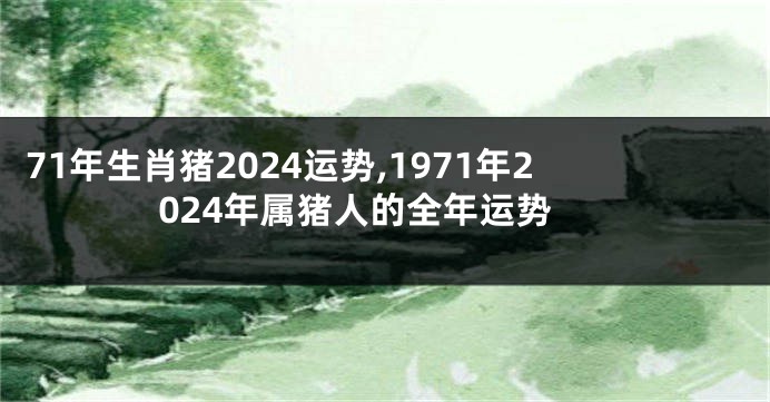 71年生肖猪2024运势,1971年2024年属猪人的全年运势