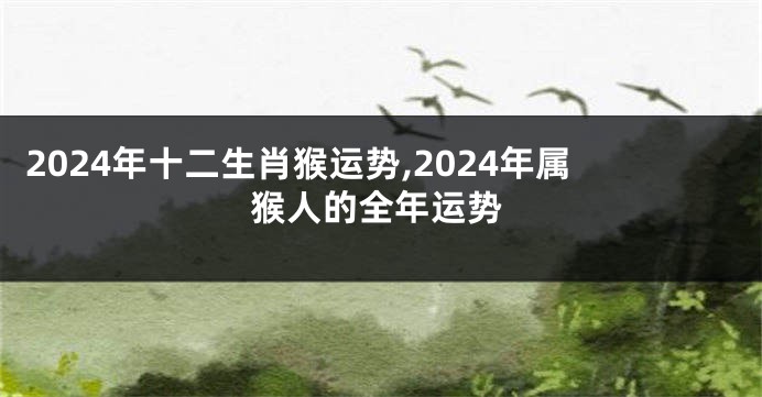 2024年十二生肖猴运势,2024年属猴人的全年运势